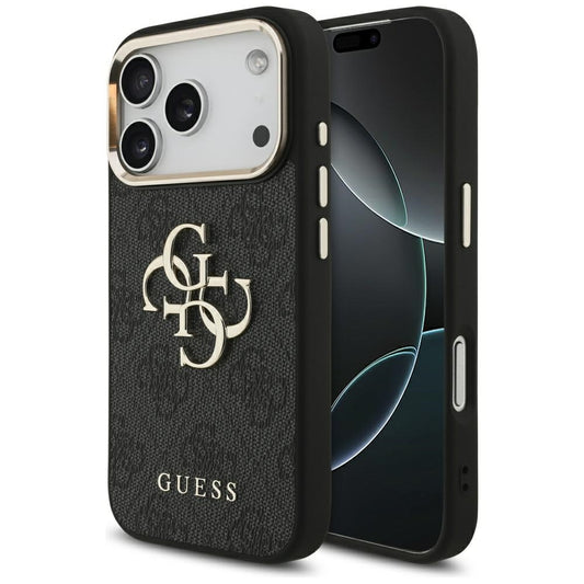 Capa para Apple iPhone 17 Pro, Guess, Big 4G Logo Classic, Preta Dourada