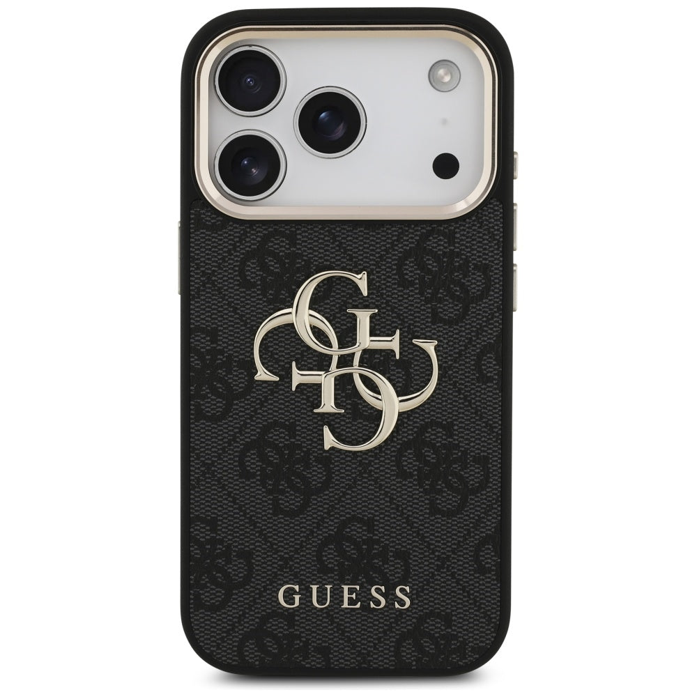 Capa para Apple iPhone 17 Pro, Guess, Big 4G Logo Classic, Preta Dourada