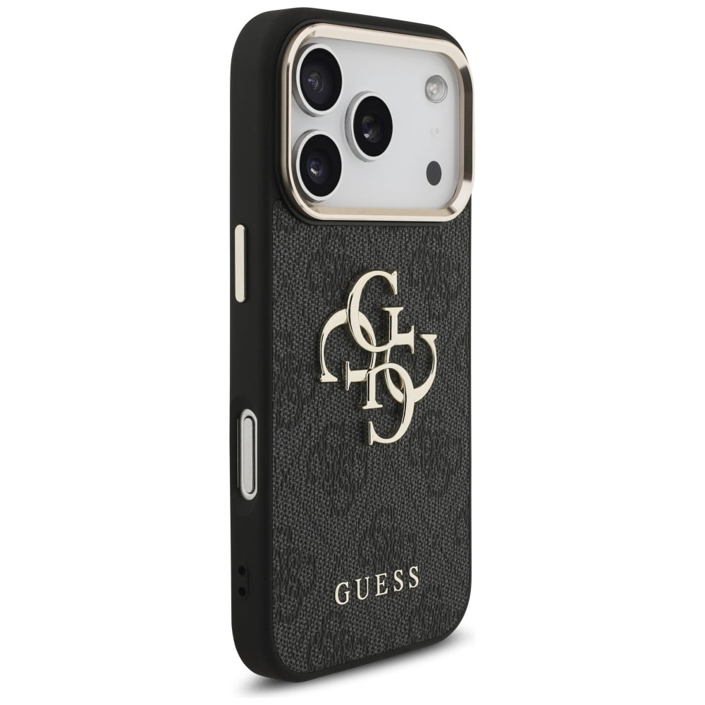 Capa para Apple iPhone 17 Pro, Guess, Big 4G Logo Classic, Preta Dourada
