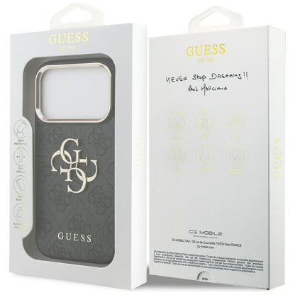 Capa para Apple iPhone 17 Pro, Guess, Big 4G Logo Classic, Preta Dourada
