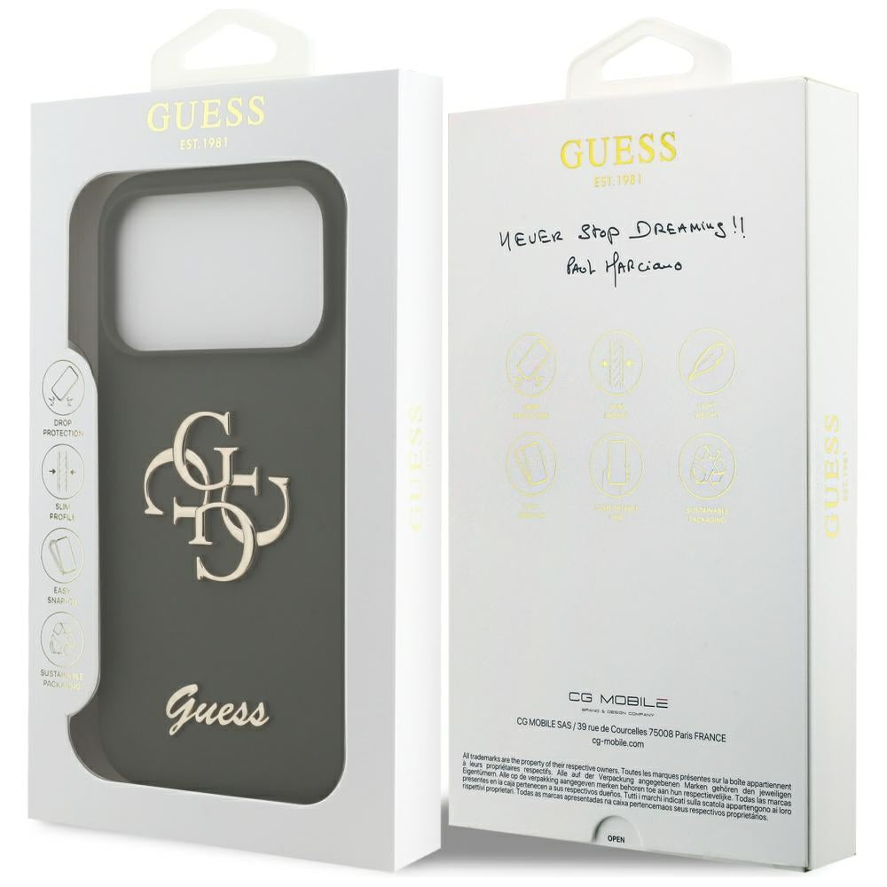 Capa para Apple iPhone 17 Pro, Guess, Big 4G Script, Kaki