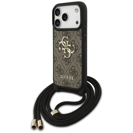 Capa para Apple iPhone 17 Pro, Guess, Crossbody Cord 4G Big Log, Castanho