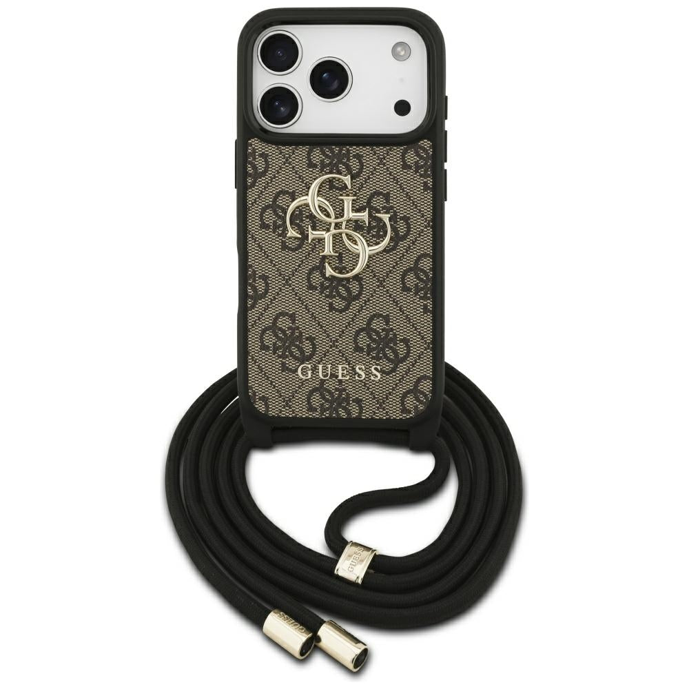 Capa para Apple iPhone 17 Pro, Guess, Crossbody Cord 4G Big Log, Castanho