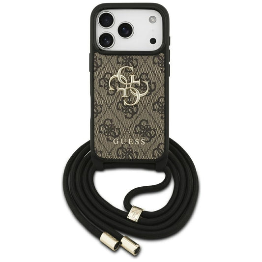 Capa para Apple iPhone 17 Pro, Guess, Crossbody Cord 4G Big Log, Castanho