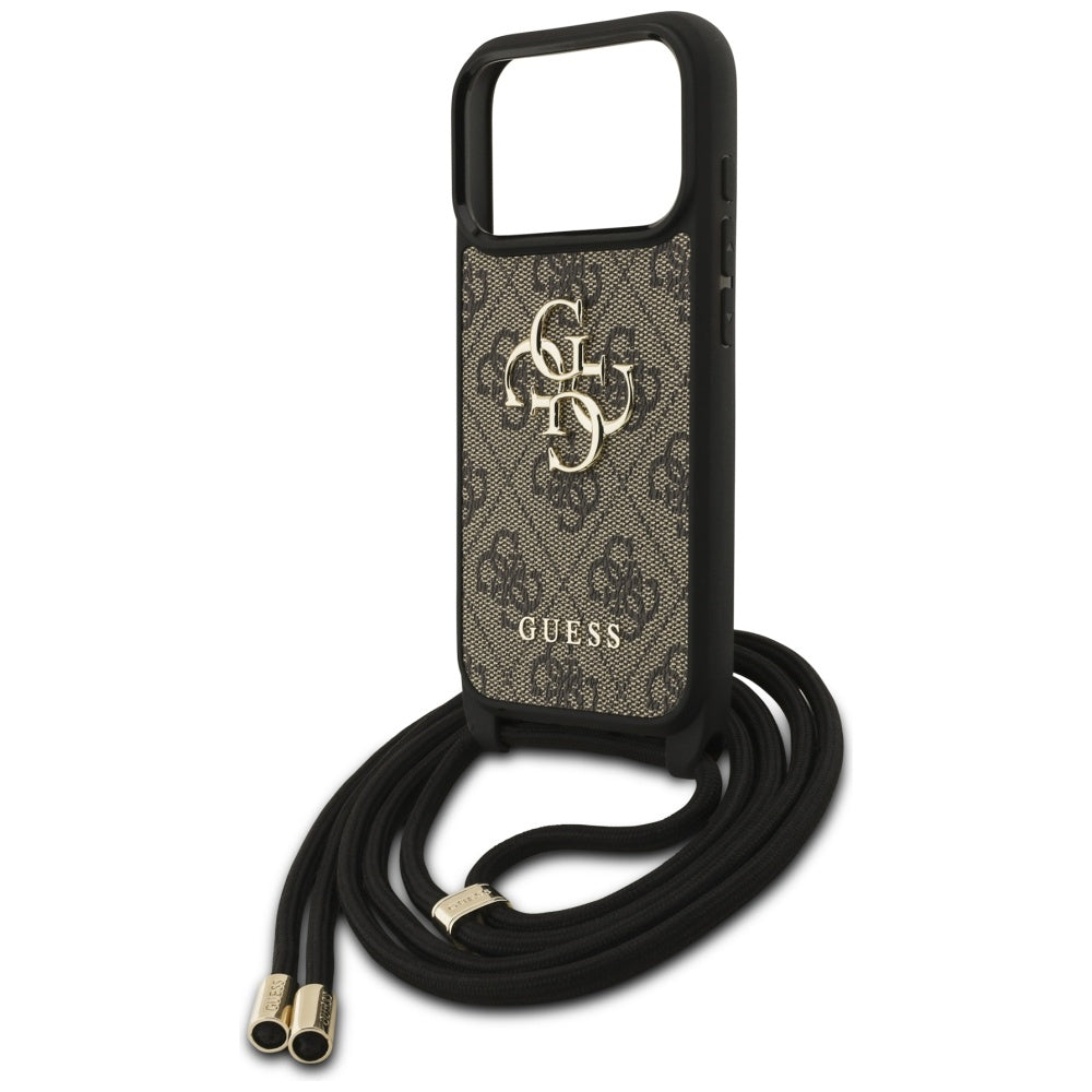 Capa para Apple iPhone 17 Pro, Guess, Crossbody Cord 4G Big Log, Castanho