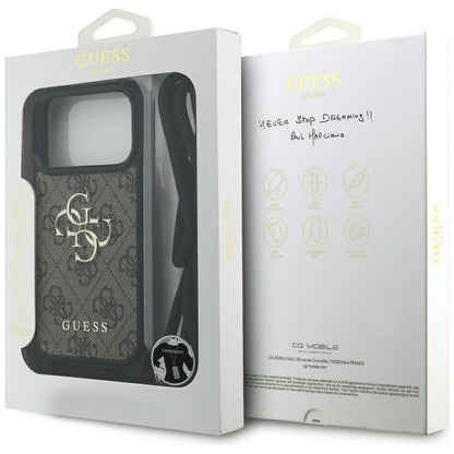 Capa para Apple iPhone 17 Pro, Guess, Crossbody Cord 4G Big Log, Castanho