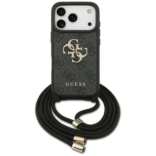 Capa para Apple iPhone 17 Pro, Guess, Crossbody Cord 4G Big Log, Preta