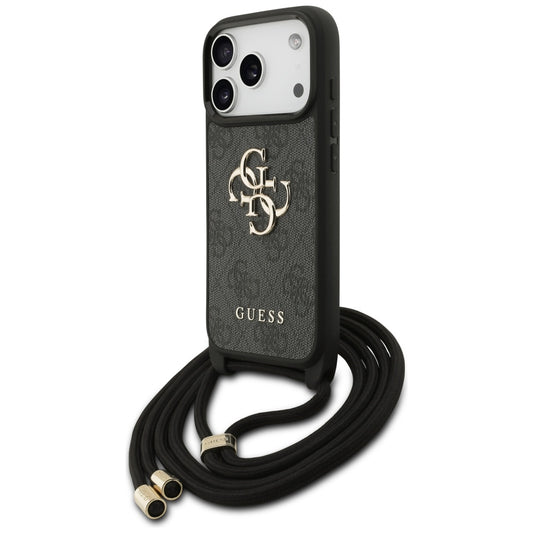 Capa para Apple iPhone 17 Pro, Guess, Crossbody Cord 4G Big Log, Preta