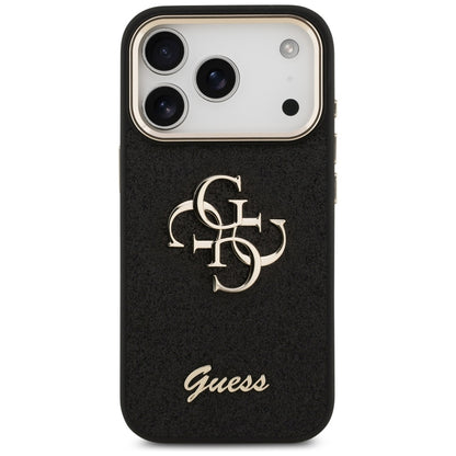 Capa para Apple iPhone 17 Pro, Guess, Fixed Glitter Big 4G Metal Frame, Preta