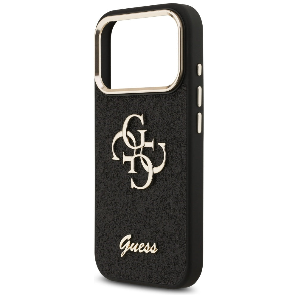 Capa para Apple iPhone 17 Pro, Guess, Fixed Glitter Big 4G Metal Frame, Preta