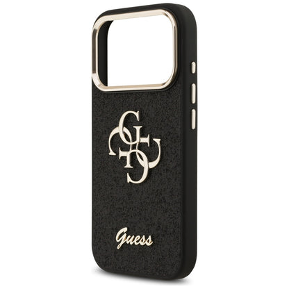 Capa para Apple iPhone 17 Pro, Guess, Fixed Glitter Big 4G Metal Frame, Preta