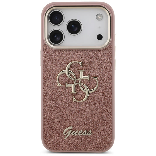 Capa para Apple iPhone 17 Pro, Guess, Fixed Glitter Big 4G Metal Frame, Rosa