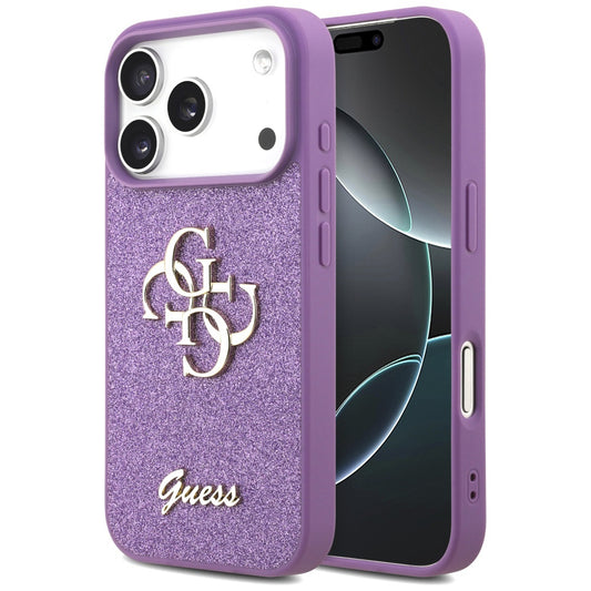 Capa para Apple iPhone 17 Pro, Guess, Fixed Glitter Big 4G, Roxo
