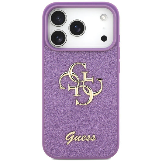 Capa para Apple iPhone 17 Pro, Guess, Fixed Glitter Big 4G, Roxo