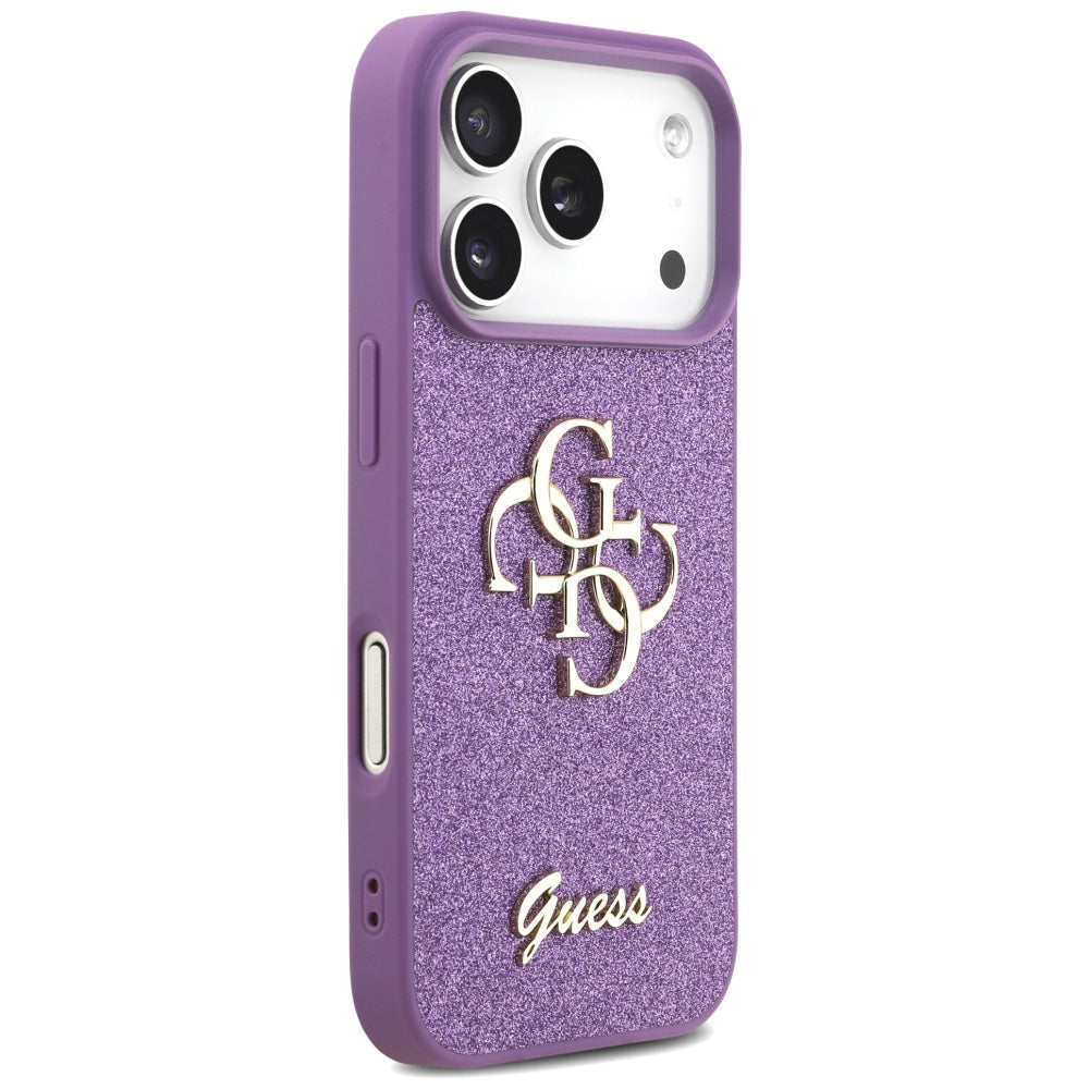 Capa para Apple iPhone 17 Pro, Guess, Fixed Glitter Big 4G, Roxo