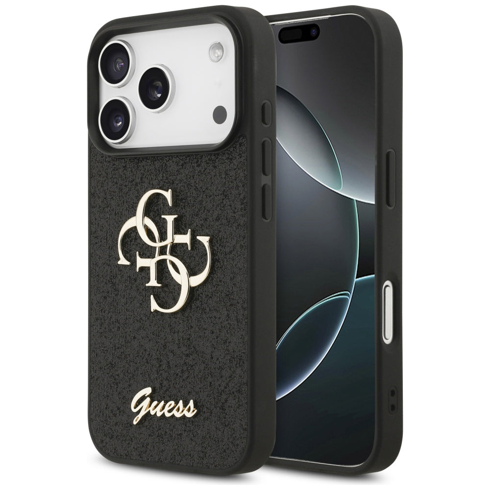 Capa para Apple iPhone 17 Pro, Guess, Fixed Glitter Big 4G, Preta