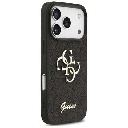 Capa para Apple iPhone 17 Pro, Guess, Fixed Glitter Big 4G, Preta