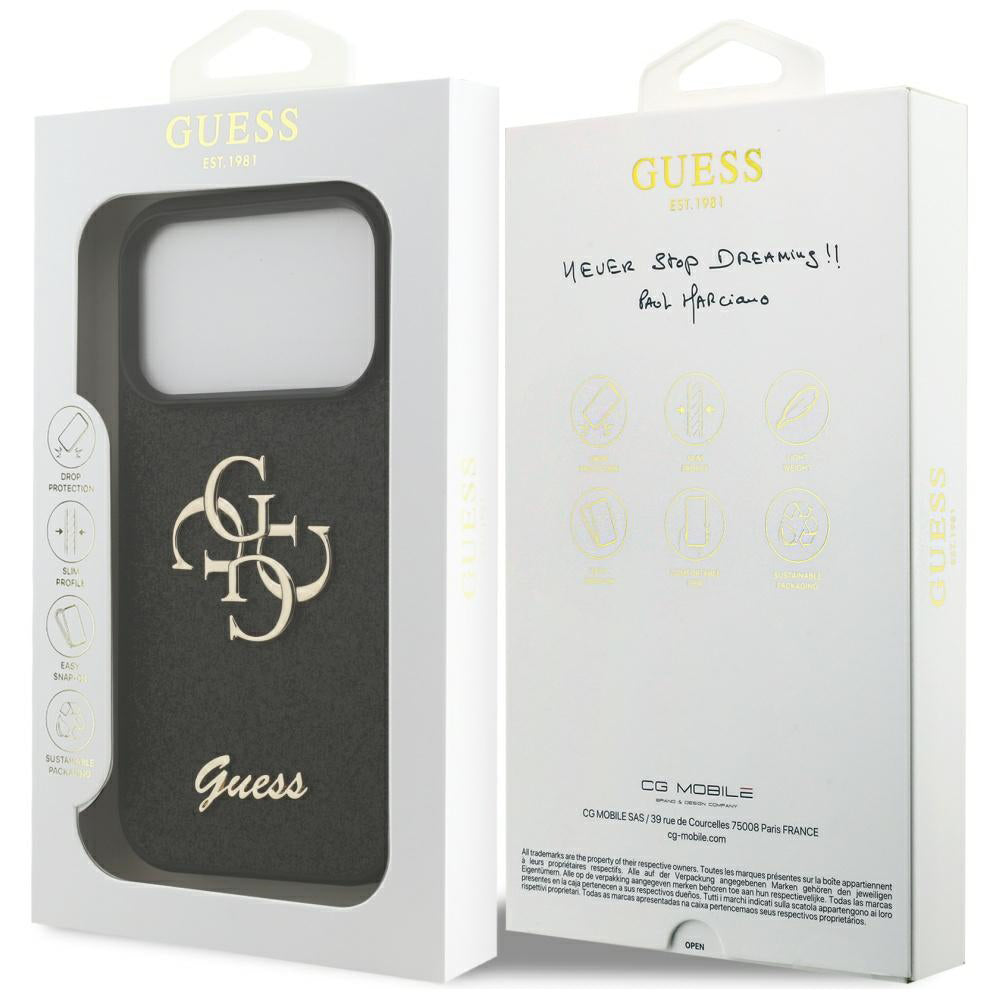 Capa para Apple iPhone 17 Pro, Guess, Fixed Glitter Big 4G, Preta
