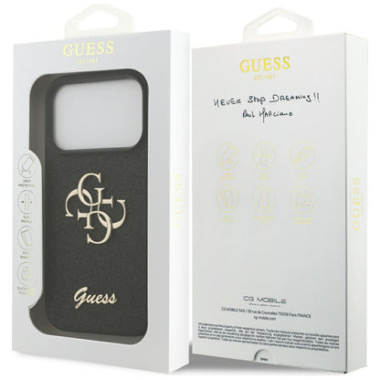 Capa para Apple iPhone 17 Pro, Guess, Fixed Glitter Big 4G, Preta