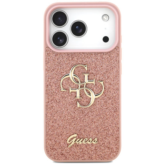 Capa para Apple iPhone 17 Pro, Guess, Fixed Glitter Big 4G, Rosa