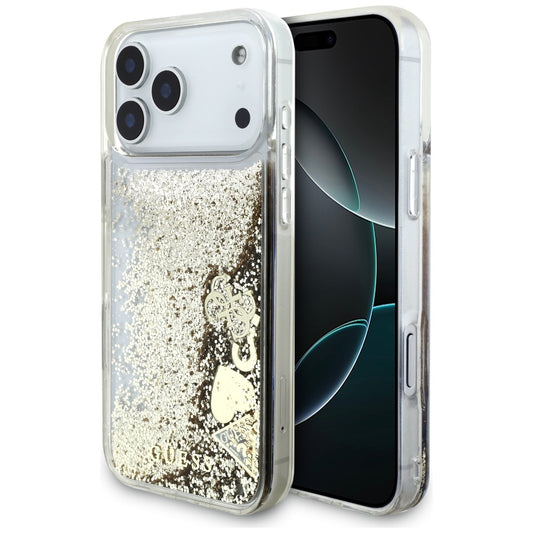 Capa para Apple iPhone 17 Pro, Guess, Liquid Glitter Charms, Dourada