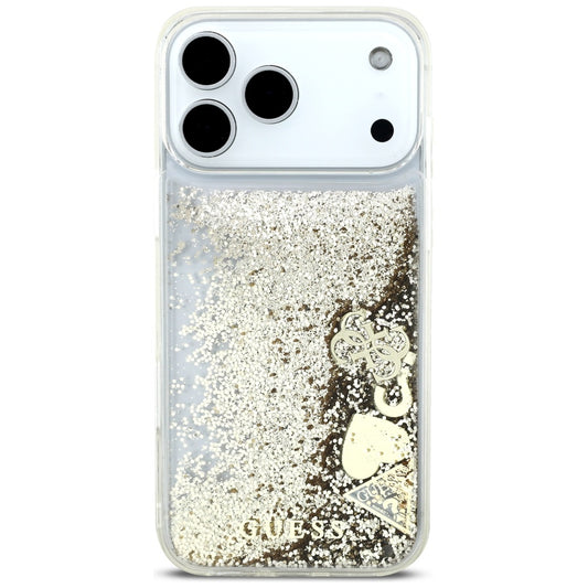 Capa para Apple iPhone 17 Pro, Guess, Liquid Glitter Charms, Dourada