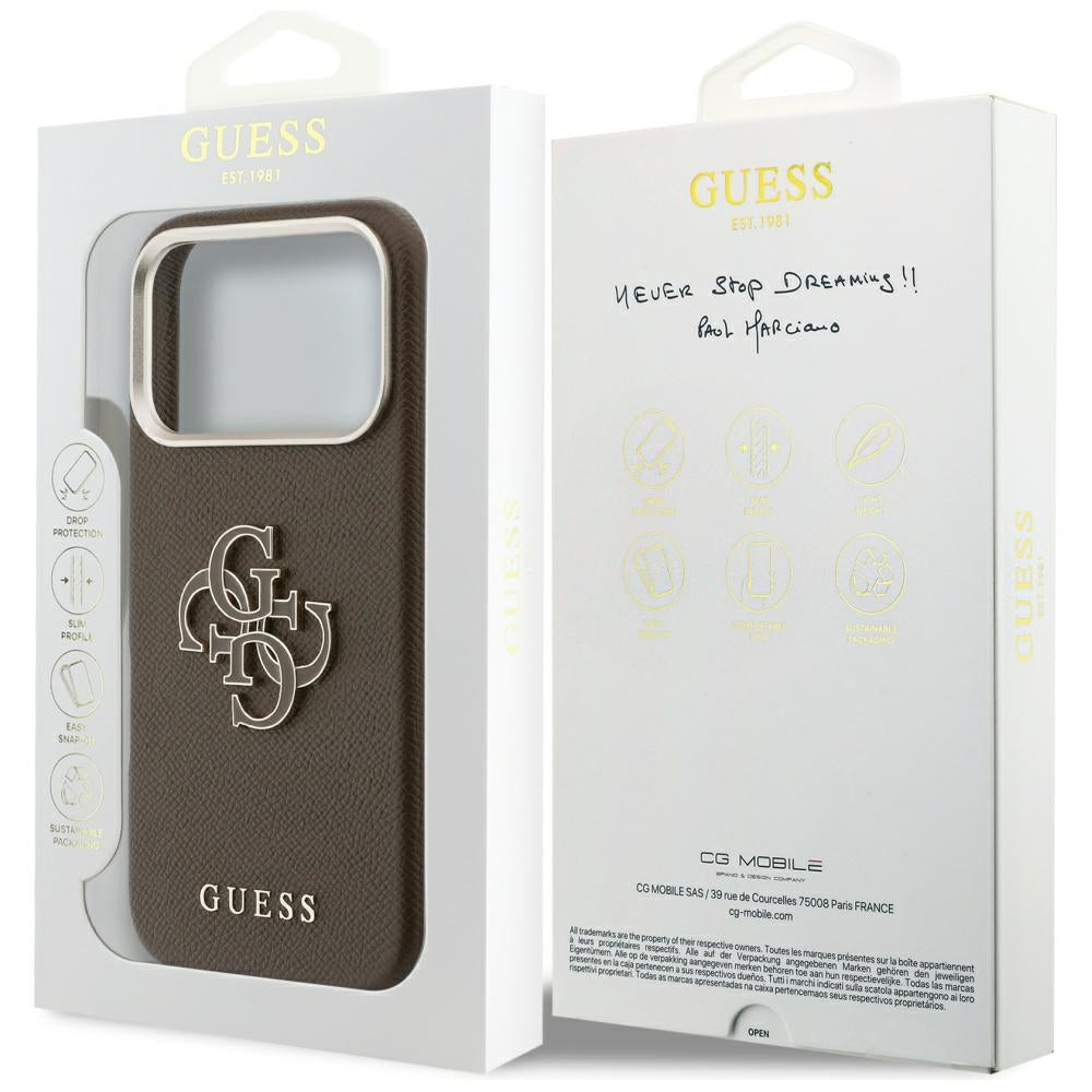 Capa para Apple iPhone 17 Pro, GUESS, Resin Logo, Castanho