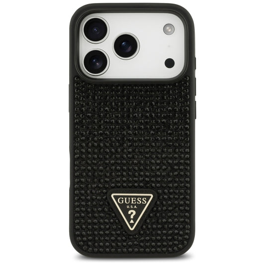 Capa para Apple iPhone 17 Pro, Guess, Logotipo Triângulo de Strass, Preta