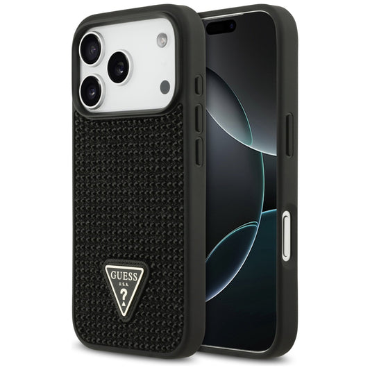 Capa para Apple iPhone 17 Pro, Guess, Logotipo Triângulo de Strass, Preta