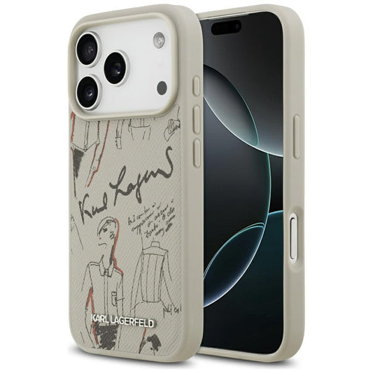 Capa para Apple iPhone 17 Pro, Karl Lagerfeld, Logo com Padrão Granulado, Cinza