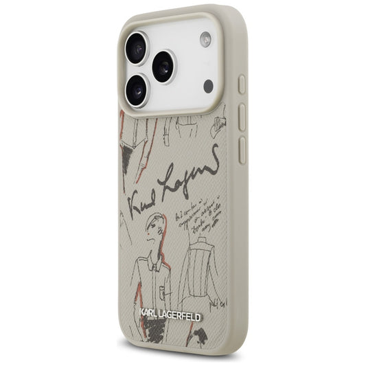 Capa para Apple iPhone 17 Pro, Karl Lagerfeld, Logo com Padrão Granulado, Cinza