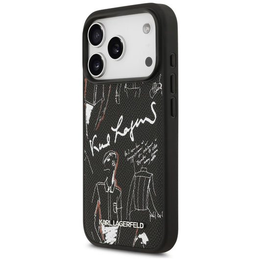 Capa para Apple iPhone 17 Pro, Karl Lagerfeld, Logo com Padrão Granulado, Preta