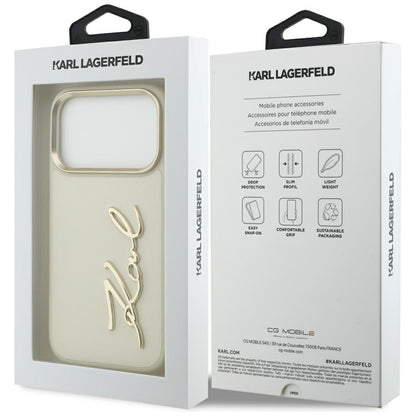 Capa para Apple iPhone 17 Pro, Karl Lagerfeld, Script Logo, Bege
