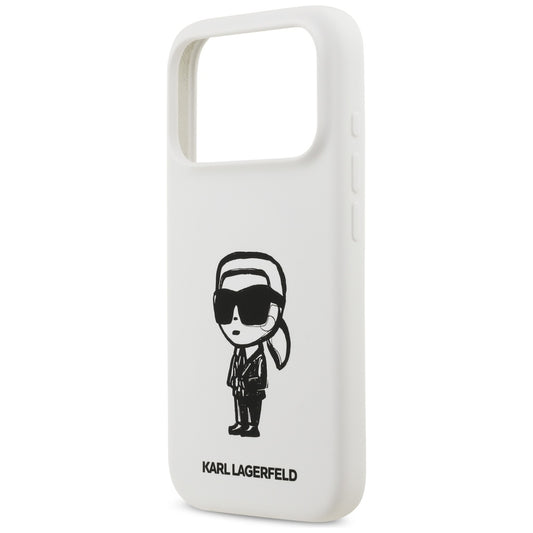 Capa para Apple iPhone 17 Pro, Karl Lagerfeld, Sketch and Logo Karl, Branca