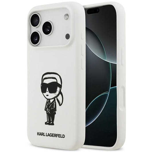 Capa para Apple iPhone 17 Pro, Karl Lagerfeld, Sketch and Logo Karl, Branca