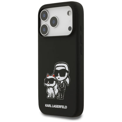 Capa para Apple iPhone 17 Pro, Karl Lagerfeld, Sketch and Logo Karl & Choupette, Preta.