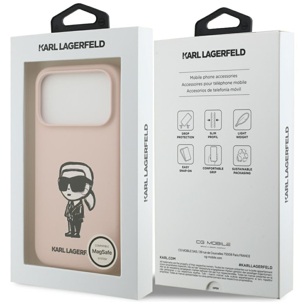 Capa para Apple iPhone 17 Pro, Karl Lagerfeld, Sketch and Logo Karl, Rosa