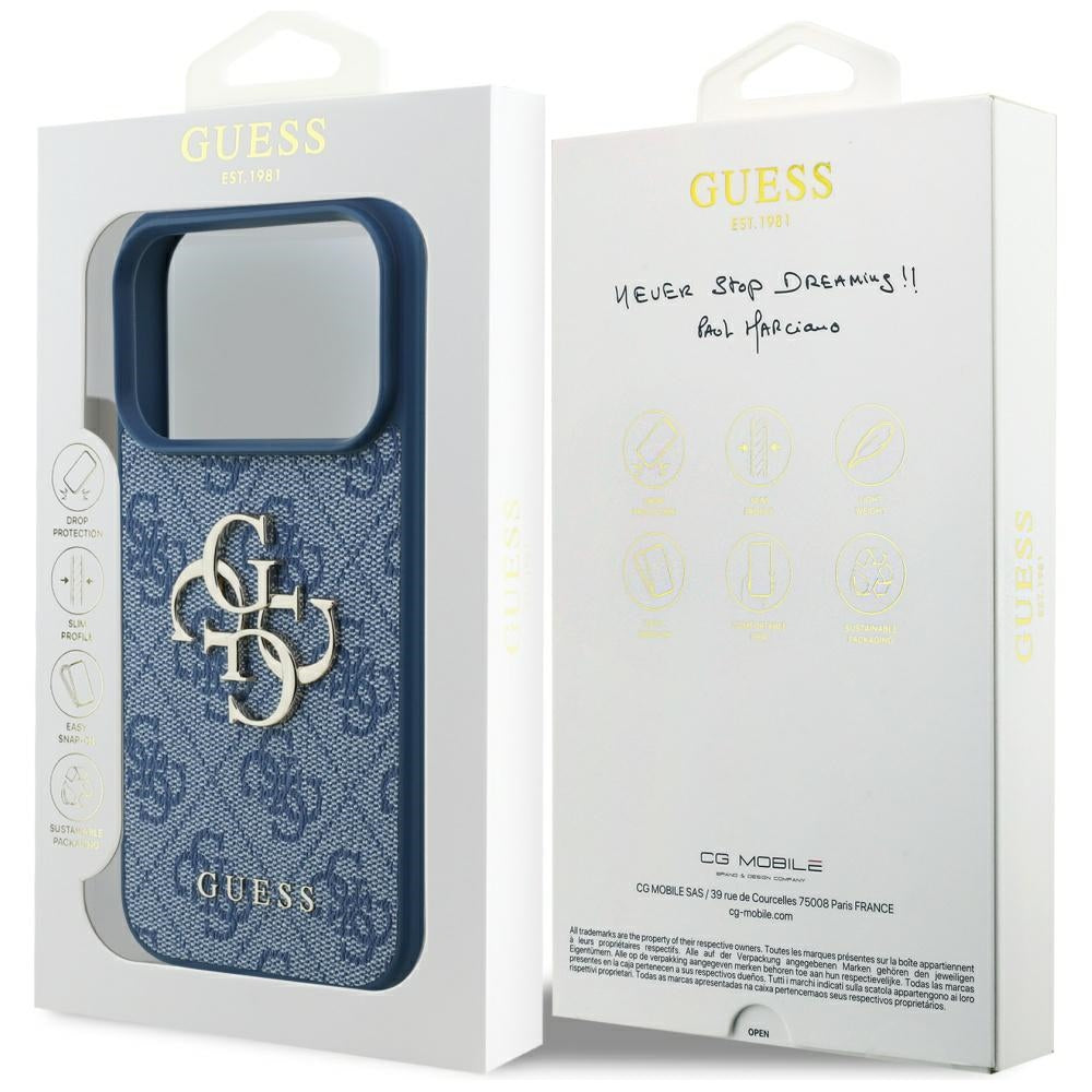 Capa para Apple iPhone 17 Pro Max, Guess, 4G Big Logo, Azul