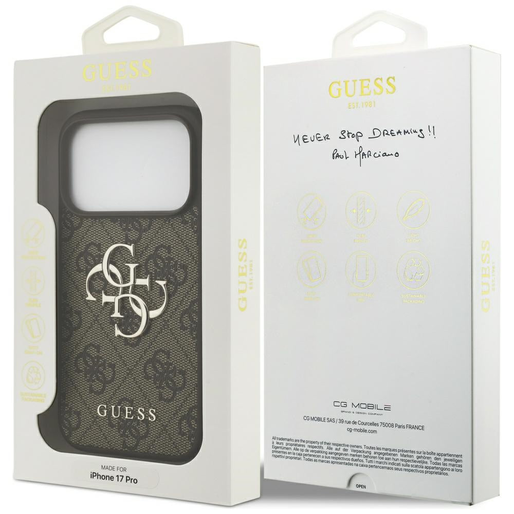 Capa para Apple iPhone 17 Pro Max, Guess, 4G Big Logo, Castanho
