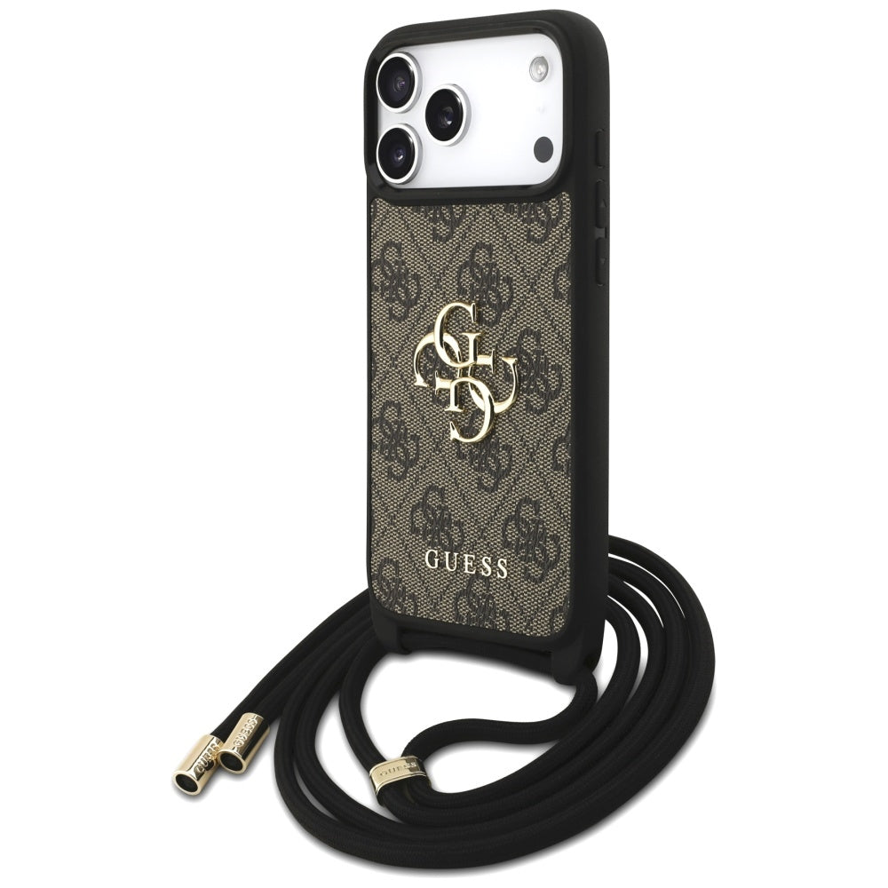 Capa para Apple iPhone 17 Pro Max, Guess, 4G CBDY Big Logo com Alça de Cordão, Marrom