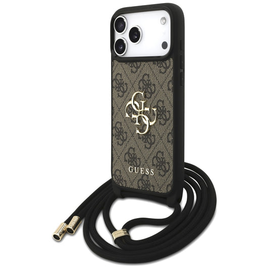 Capa para Apple iPhone 17 Pro Max, Guess, 4G CBDY Big Logo com Alça de Cordão, Marrom