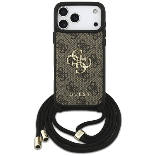Capa para Apple iPhone 17 Pro Max, Guess, 4G CBDY Big Logo com Alça de Cordão, Marrom