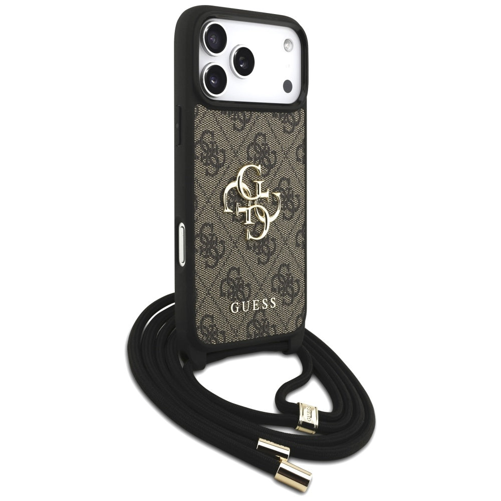 Capa para Apple iPhone 17 Pro Max, Guess, 4G CBDY Big Logo com Alça de Cordão, Marrom