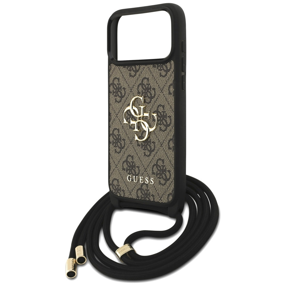 Capa para Apple iPhone 17 Pro Max, Guess, 4G CBDY Big Logo com Alça de Cordão, Marrom