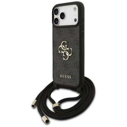 Capa para Apple iPhone 17 Pro Max, Guess, 4G CBDY Big Logo com Alça de Cordão, Preta