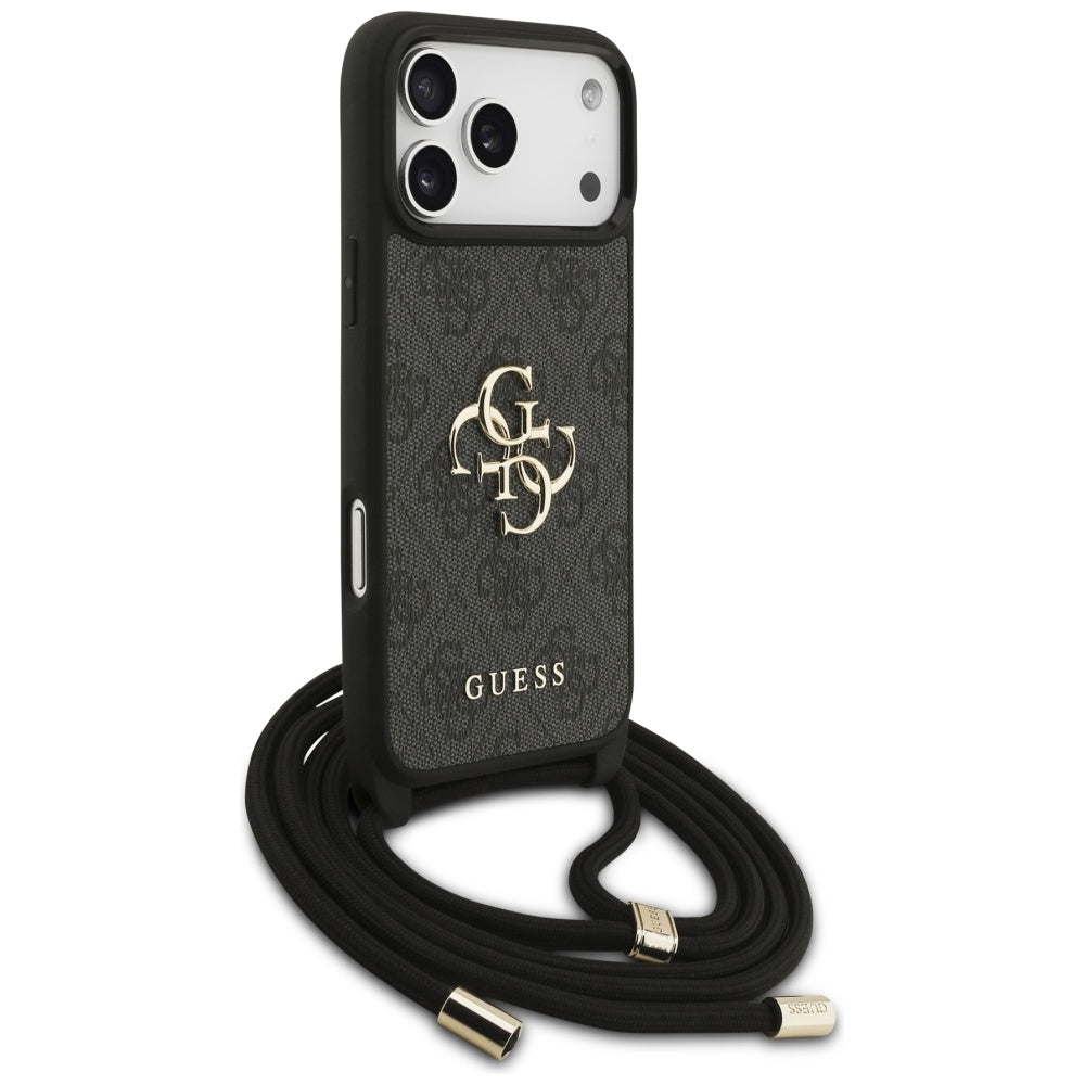 Capa para Apple iPhone 17 Pro Max, Guess, 4G CBDY Big Logo com Alça de Cordão, Preta