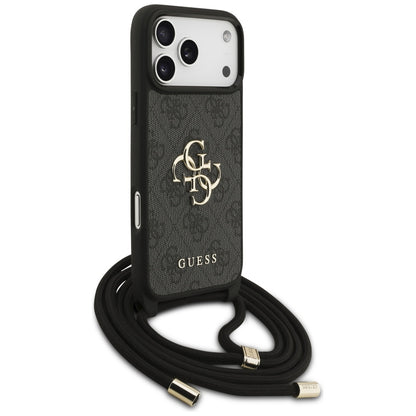Capa para Apple iPhone 17 Pro Max, Guess, 4G CBDY Big Logo com Alça de Cordão, Preta