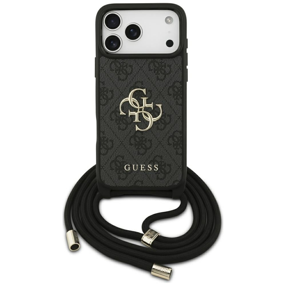 Capa para Apple iPhone 17 Pro Max, Guess, 4G CBDY Big Logo com Alça de Cordão, Preta