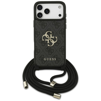 Capa para Apple iPhone 17 Pro Max, Guess, 4G CBDY Big Logo com Alça de Cordão, Preta
