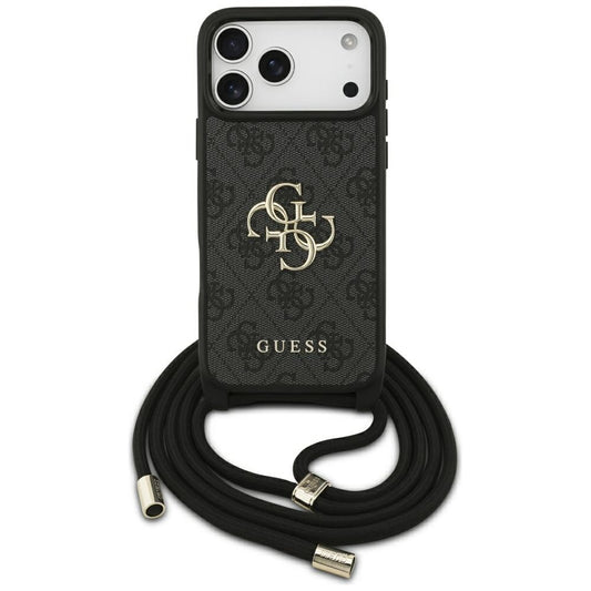 Capa para Apple iPhone 17 Pro Max, Guess, 4G CBDY Big Logo com Alça de Cordão, Preta